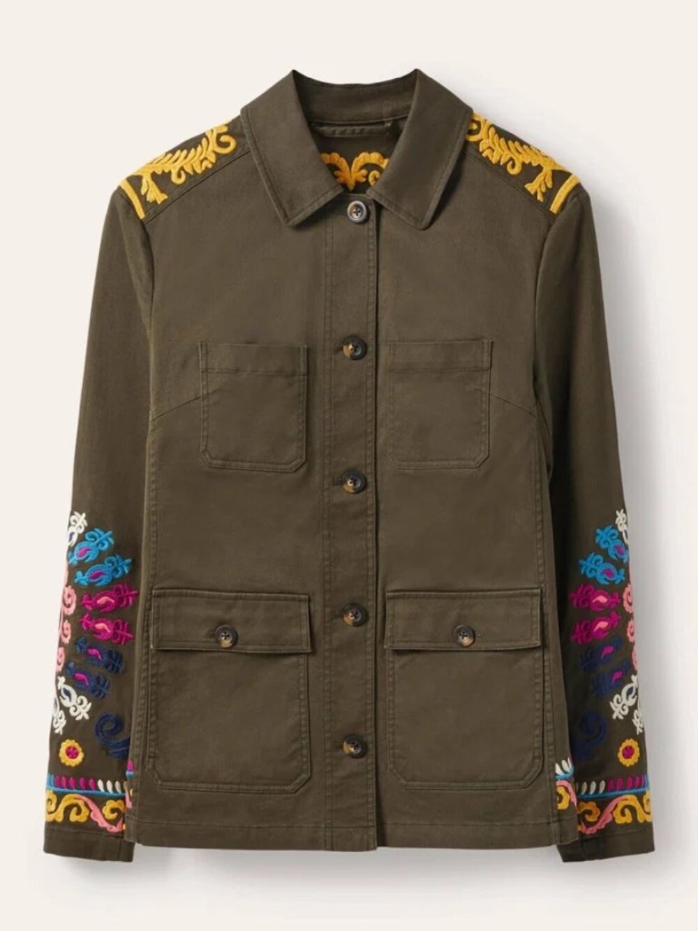 Boden Olive Green Embroidered Utility Jacket - Picture 2 of 10
